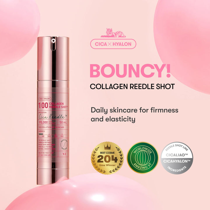 VT COSMETICS Collagen Reedle Shot 100, Collagen Microneedling Serum, Firming & Elasticity, 500Da Collagen Extract, Soft Skin, Glass Skin, Korean Skin Booster 1.69Fl Oz(50ml)