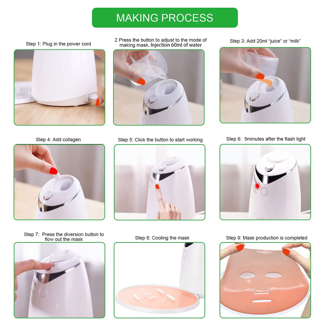 wodabow 32Pcs Collagen Capsule Mask for Face Mask Machine can be used in mask manufacturing machine Effervescent mask for DIY fruit mask machine