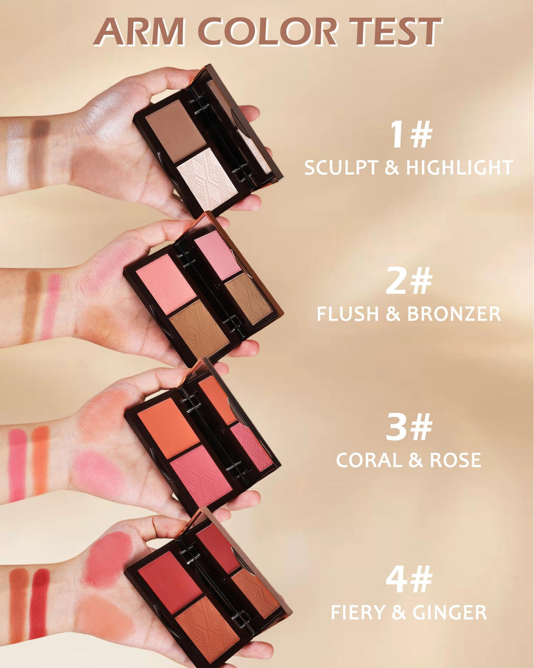 Face Matte Blush Powder Palette-2Colors Buildable Facial Cheek Blusher Pressed Powder Light Luxury Blush Contour Palette for Face,Longlasting Makeup Palette,Women's Day Gift Set for Women Girl-03