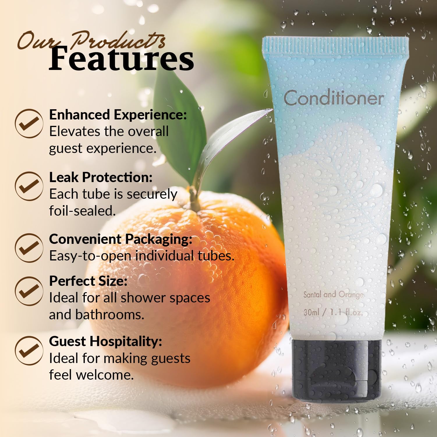 NISGUR Travel Size Conditioner Bulk Pack of Hotel Conditioner Leak Proof Hotel Supplies and Toiletries for Guests