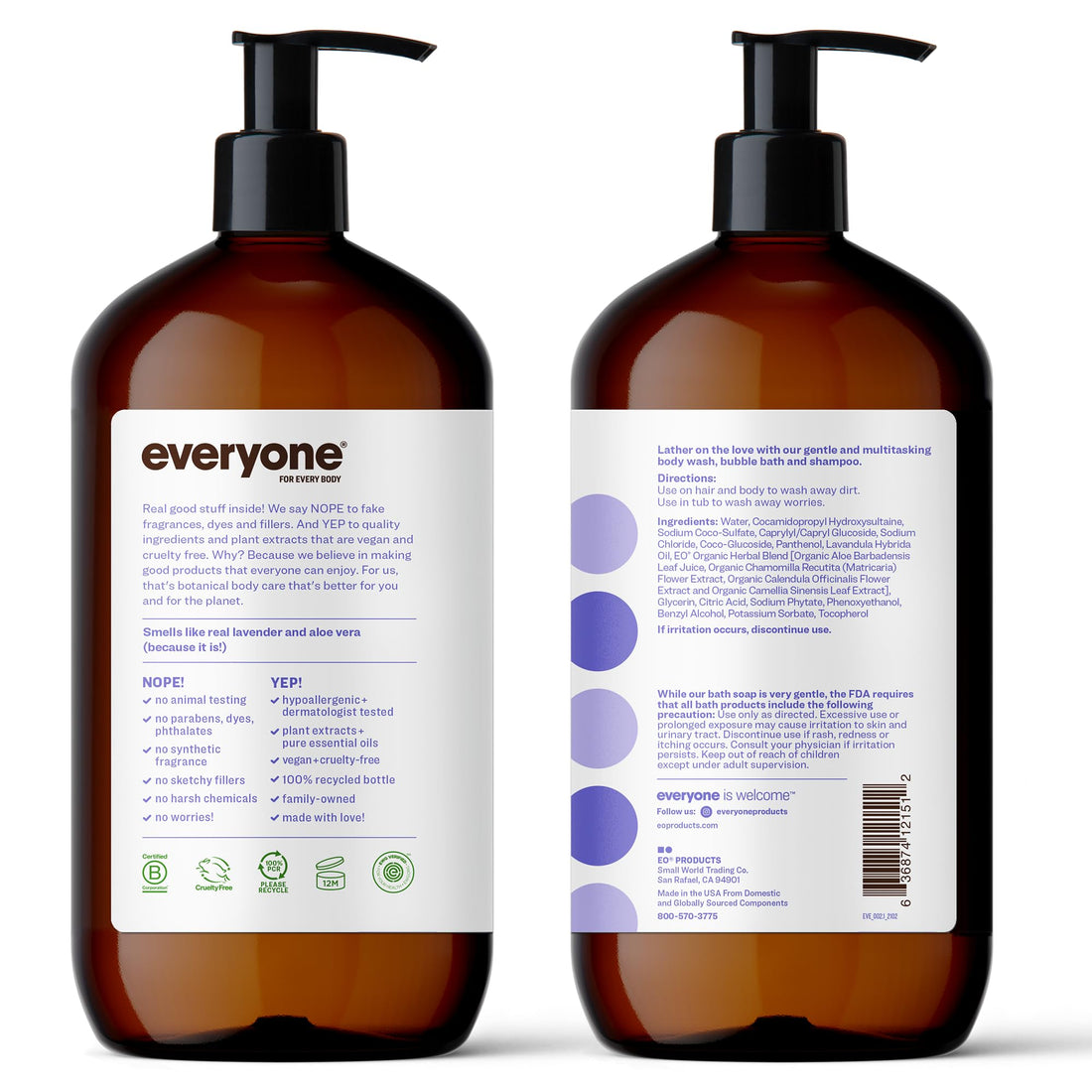 Everyone 3-In-1 Soap, Lavender plus Aloe, 32 oz, 2 Count
