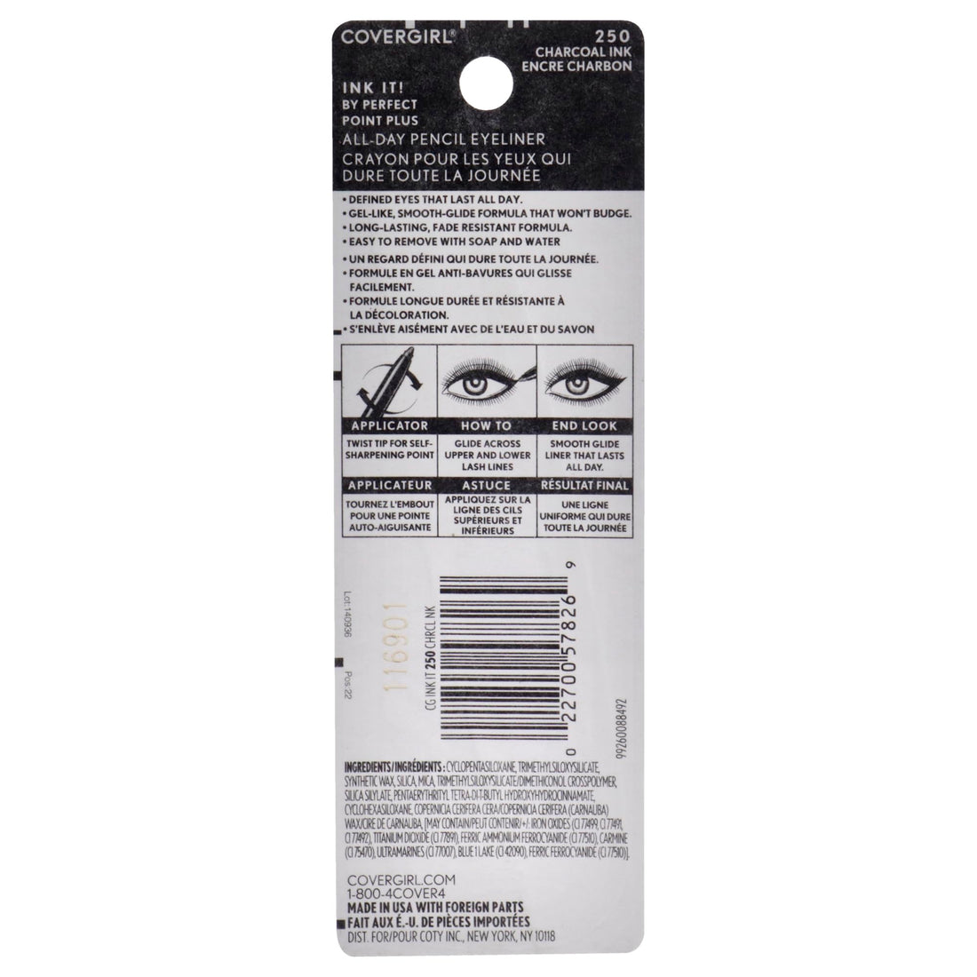 COVERGIRL Ink It! By Perfect Point Plus Waterproof Eyeliner Charcoal Ink 250, .006 oz
