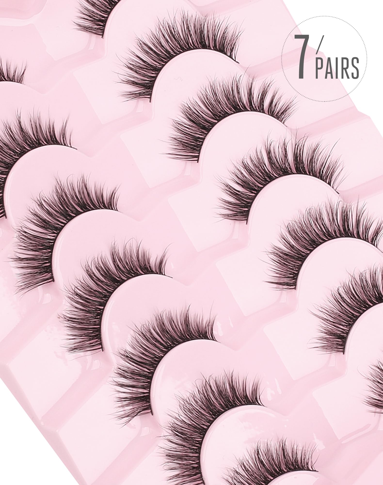 Onlyall Natural Lashes Wispy Lashes Natural Look False Eyelashes Natural Flared Eyelashes False Eye Lashes Soft Fluffy Lashes 7 Pairs D75