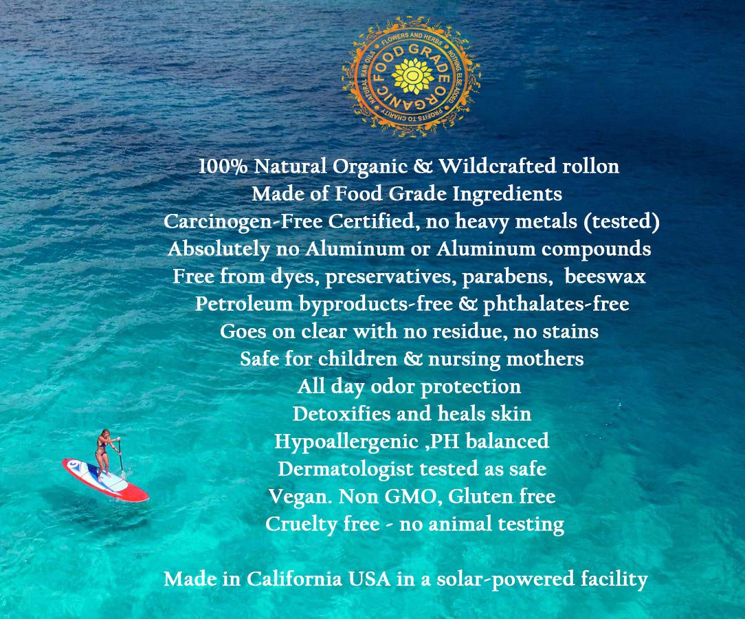 Natural Aluminum-free Deodorant for KIDS Organic Carcinogen-Free Certified Deodorant for Children Healing and Detox Rollon Paleo Vegan