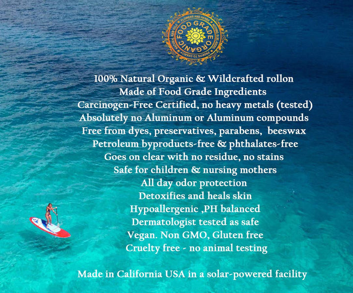 Natural Aluminum-free Deodorant for KIDS Organic Carcinogen-Free Certified Deodorant for Children Healing and Detox Rollon Paleo Vegan