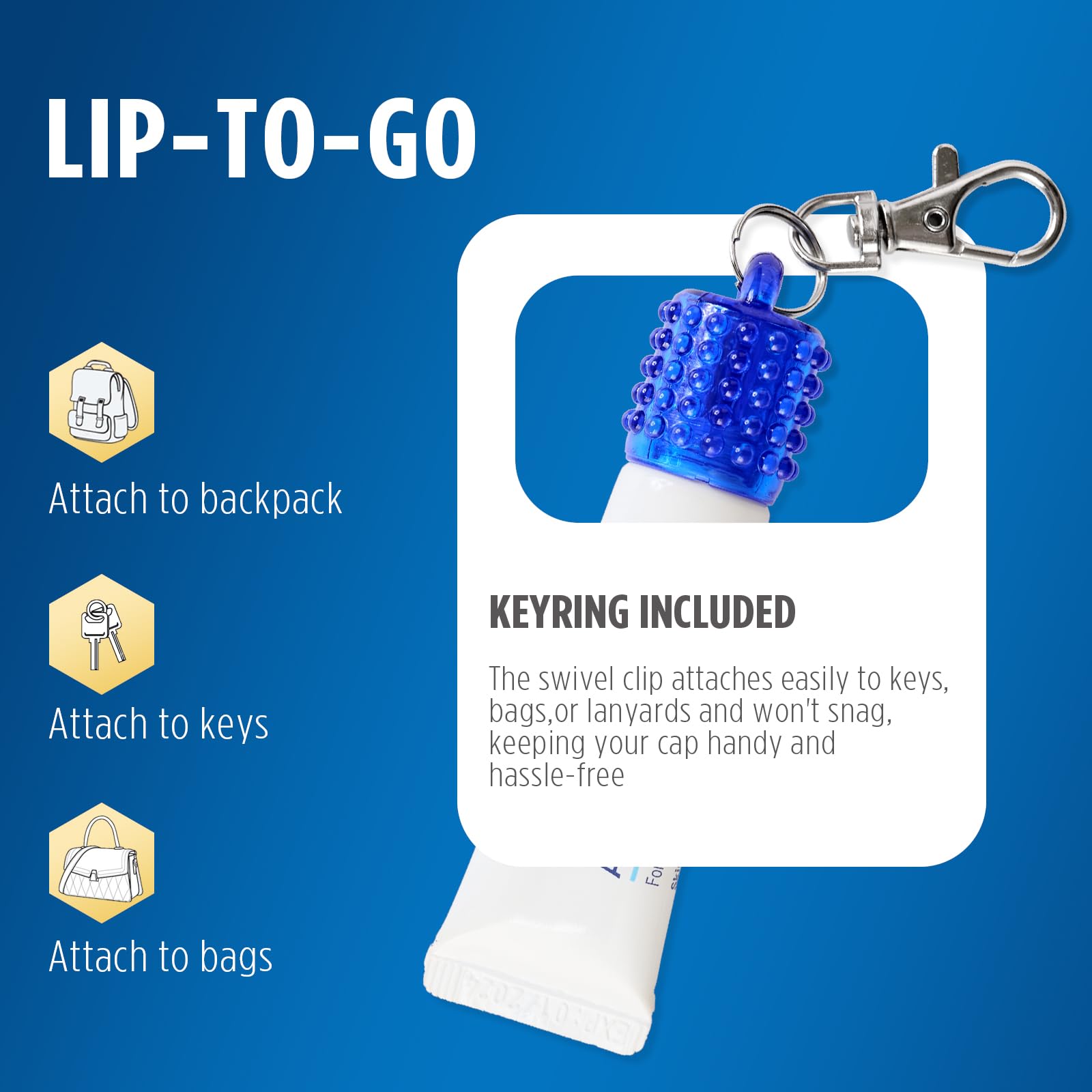 Keychain Cap Compatible with Aquaphor HEALING OINTMENT .35 0Z.(10g) - Replacement Cap with Stopper, Lip Balm Holder for Lanyard or Bag, Lip Gloss Keychain for Women&Moms