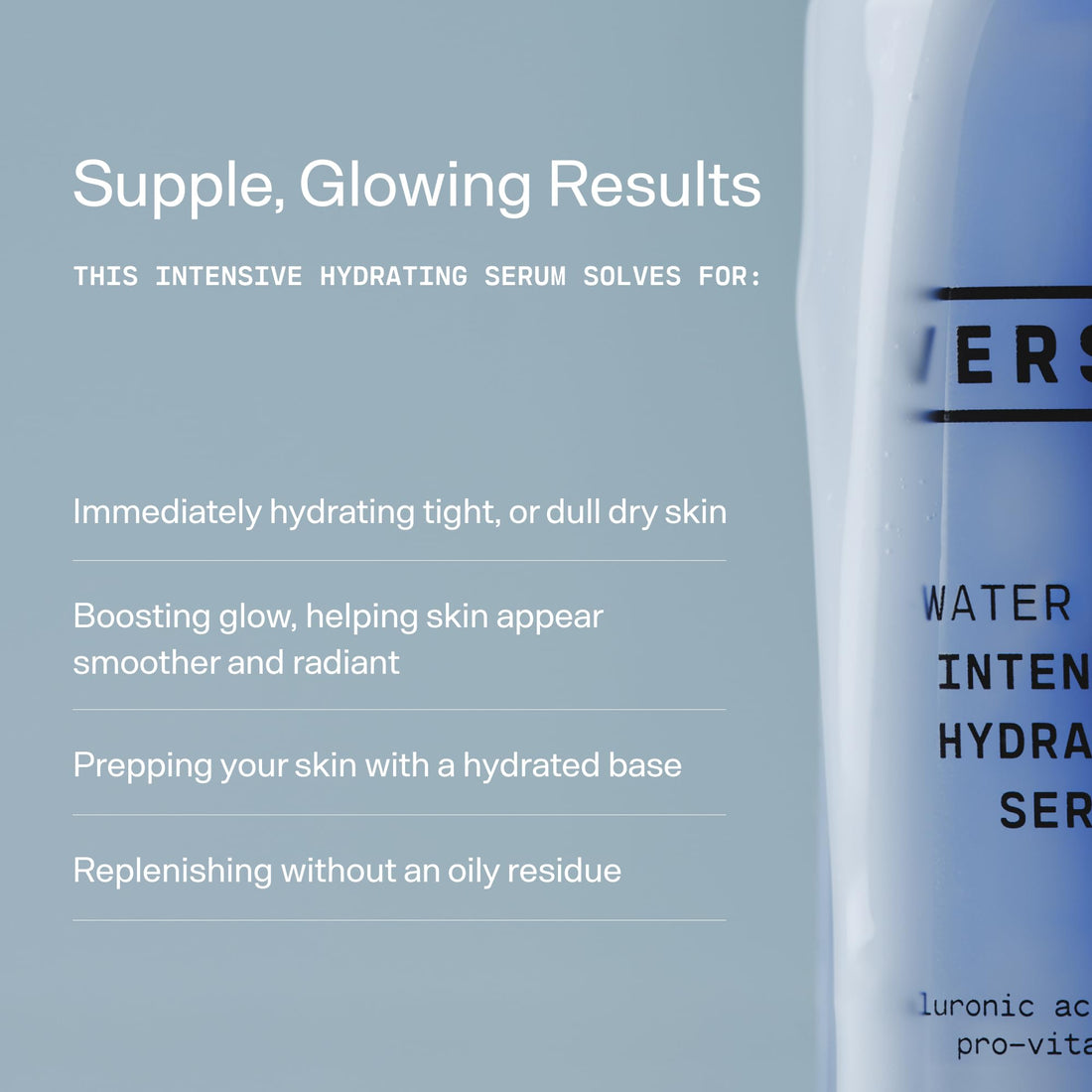 Versed Water Rush Intensive Hydrating Serum - Hyaluronic Acid Serum for Face with Vitamin B5 - Lightweight Face Serum for Dry Skin - Sensitive Skin-Approved & Clinically Tested