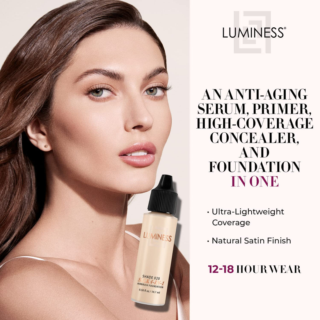 Luminess Air Airbrush Rich-Silky Finish 4-in-1 Foundation, Shade Bloom SK2, 0.55 Fluid Ounce