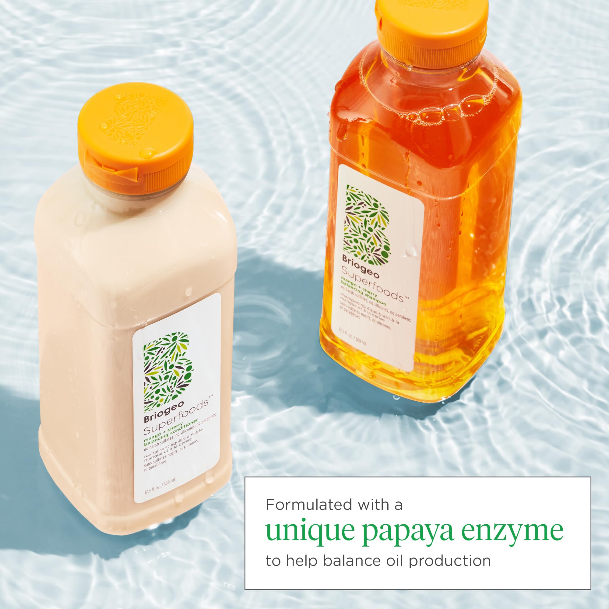 Briogeo Superfoods Mango + Cherry Hair Pack, Replenish Dull, Dry Hair and Balance Oil for Oily Hair, Controls Oil and Nourished All Hair Types and Textures, Vegan, Cruelty-Free, 2 x 12.5 fl oz