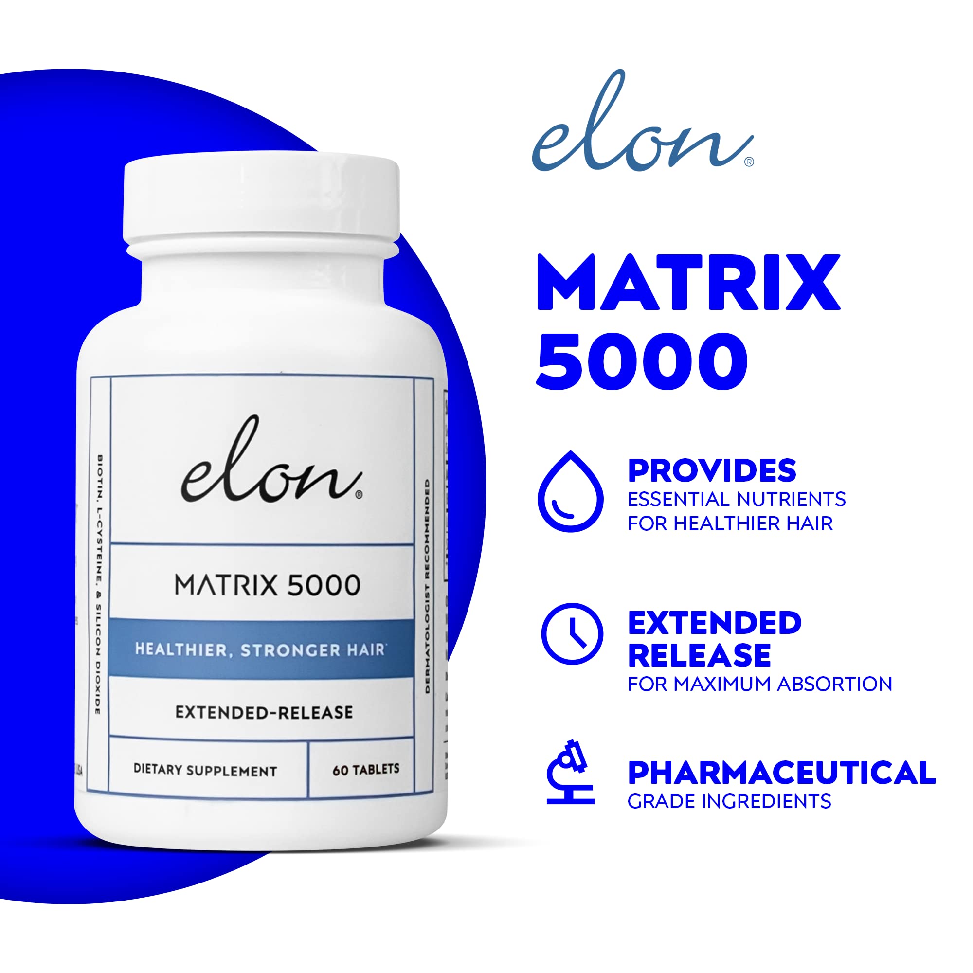 Elon Complete Kit for Thinning Hair – Elon Essential Shampoo and Conditioner Set + Matrix 5000 Hair Growth Supplement – NO Sulfates, Parabens or Phthalates