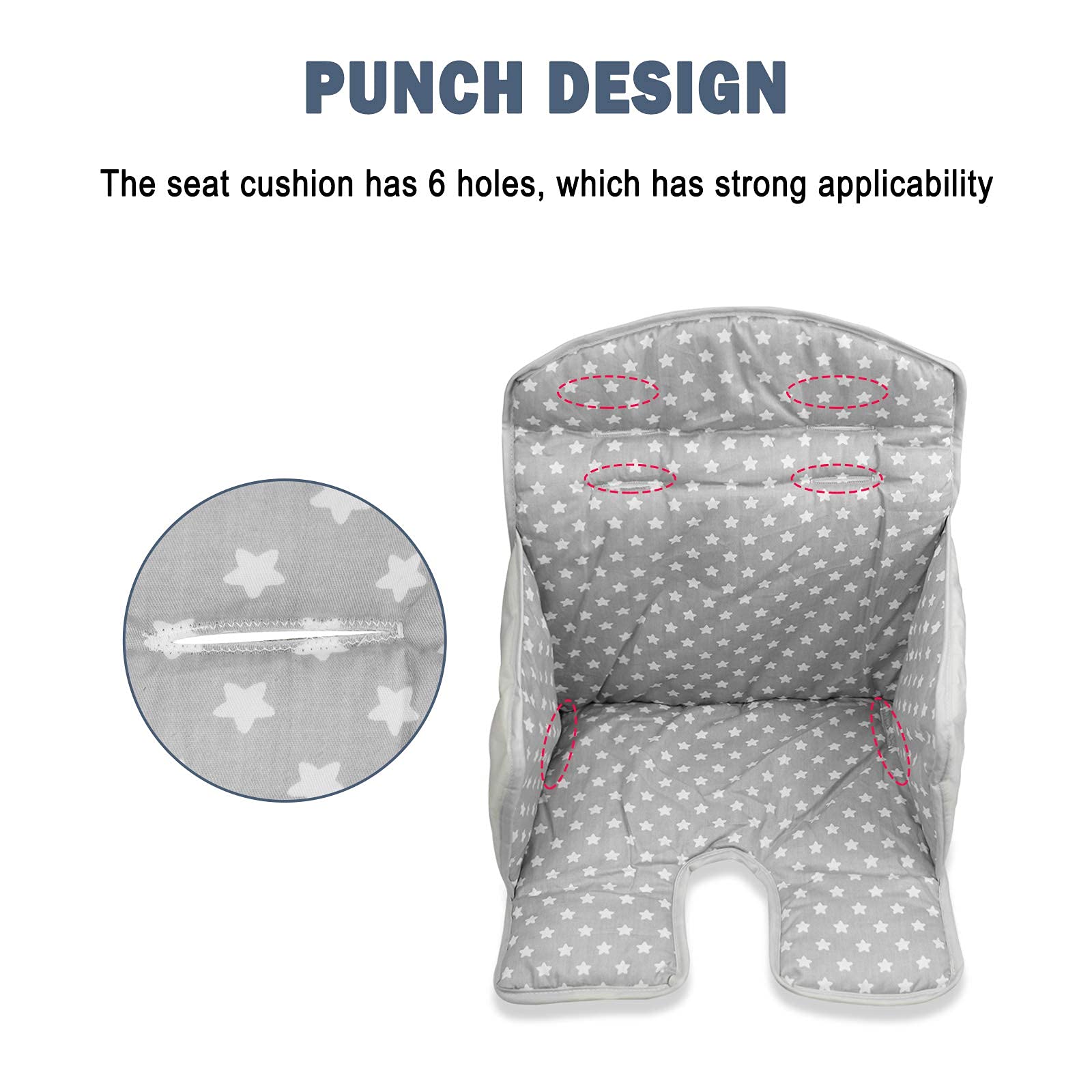 twoworld High Chair Cushion, High Chair Seat Cover for Baby Dining Hair (Gray Star)