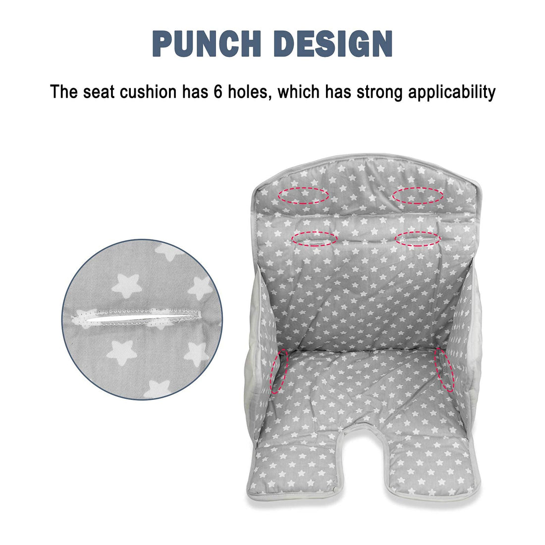 twoworld High Chair Cushion, High Chair Seat Cover for Baby Dining Hair (Gray Star)