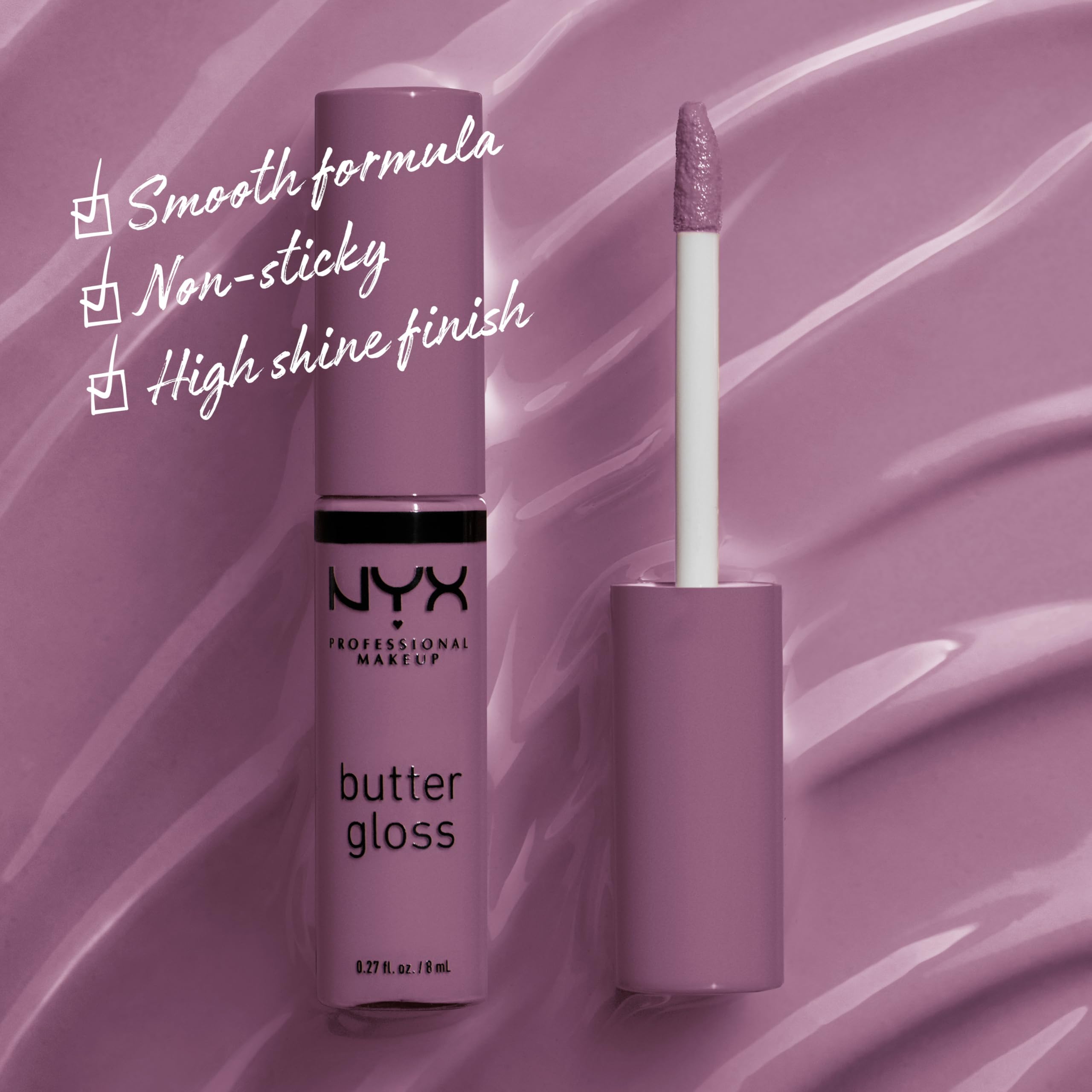 NYX PROFESSIONAL MAKEUP Butter Gloss, Non-Sticky Lip Gloss - Marshmallow (Muted Lilac)