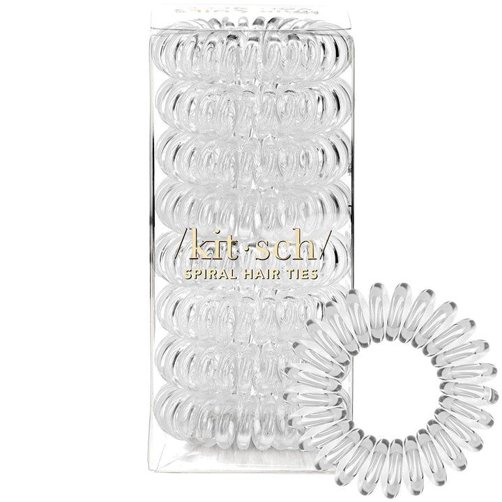Kitsch Spiral Hair Ties, Coil Hair Ties, Phone Cord Hair Ties, Hair Coils - 8pcs, Transparent