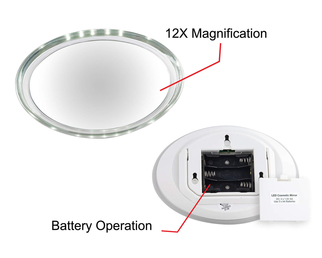 Rucci Stand or Suction Wall Mount LED Mirror, 12X