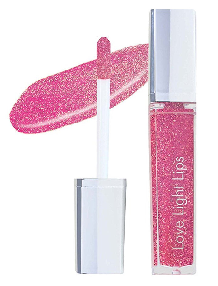 Light Up Lip Gloss with Mirror | Hot Pink Glitter | Bright LED Lighted Wand |Gifts|Holidays|Christmas|Bridal