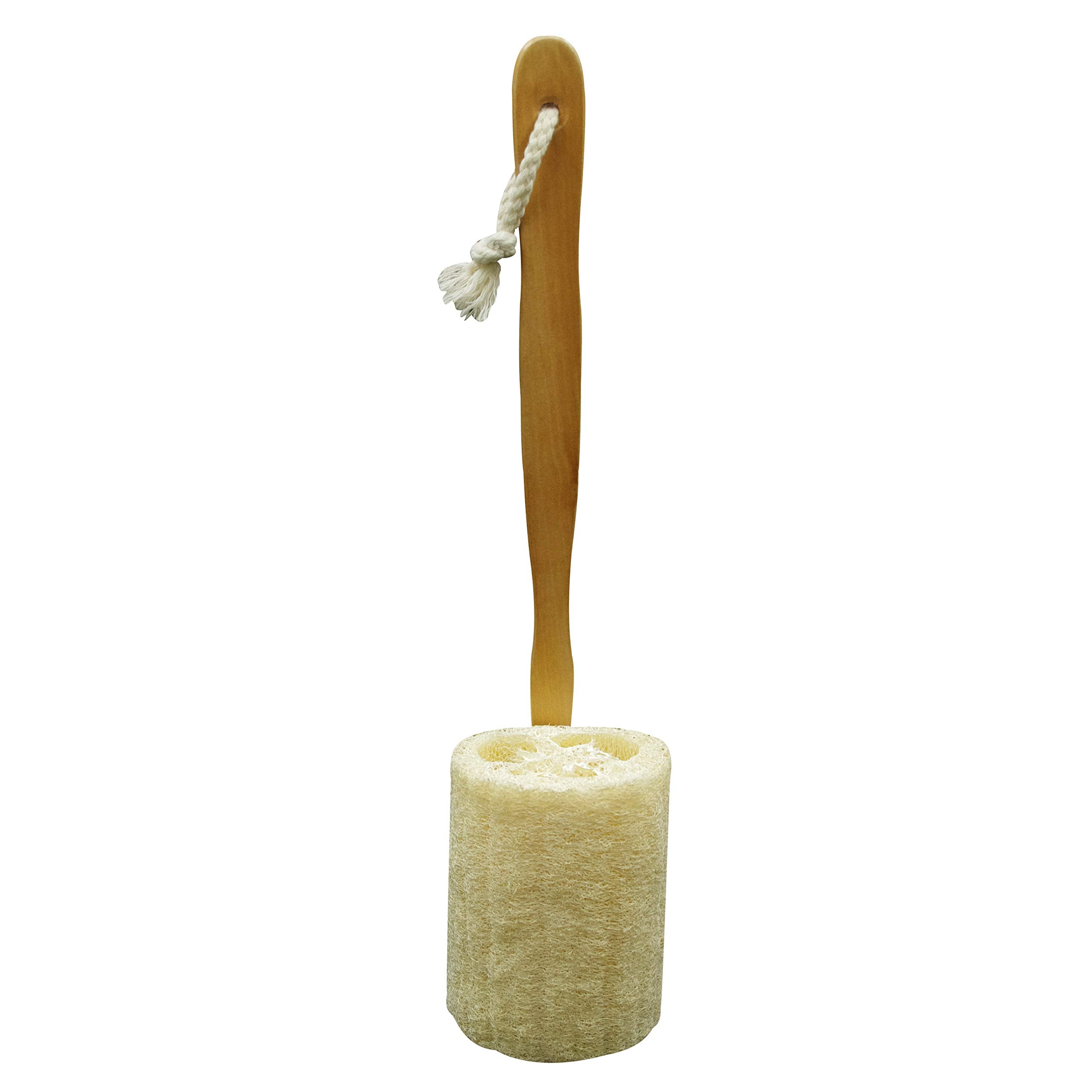 Natural Exfoliating Loofah Luffa Loofa Back Sponge Scrubber Brush with Long Wooden Handle Stick Holder Body Shower Bath Spa Pack of 1