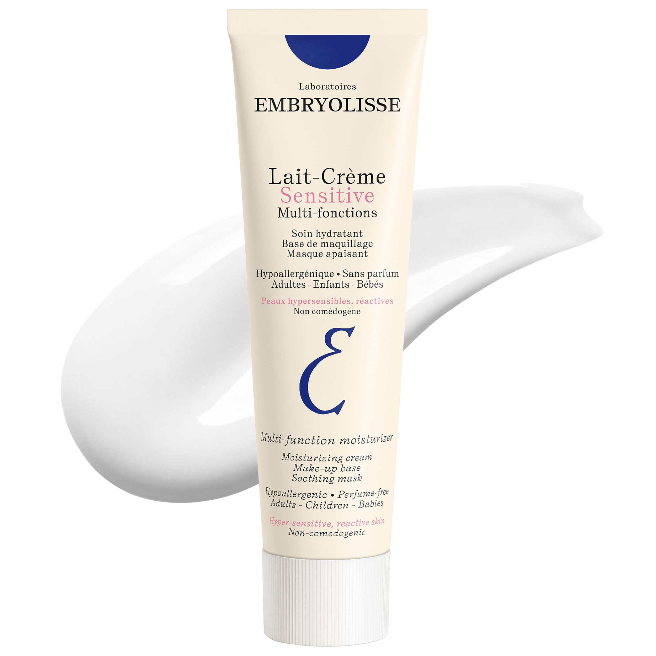 Embryolisse Lait Crème Sensitive Moisturizer. Hypoallergenic Face & Body Cream for All Skin Types With Aloe Vera & Shea Butter. Fragrance-Free & Suitable for Sensitive Skin, 3.38 Fl Oz
