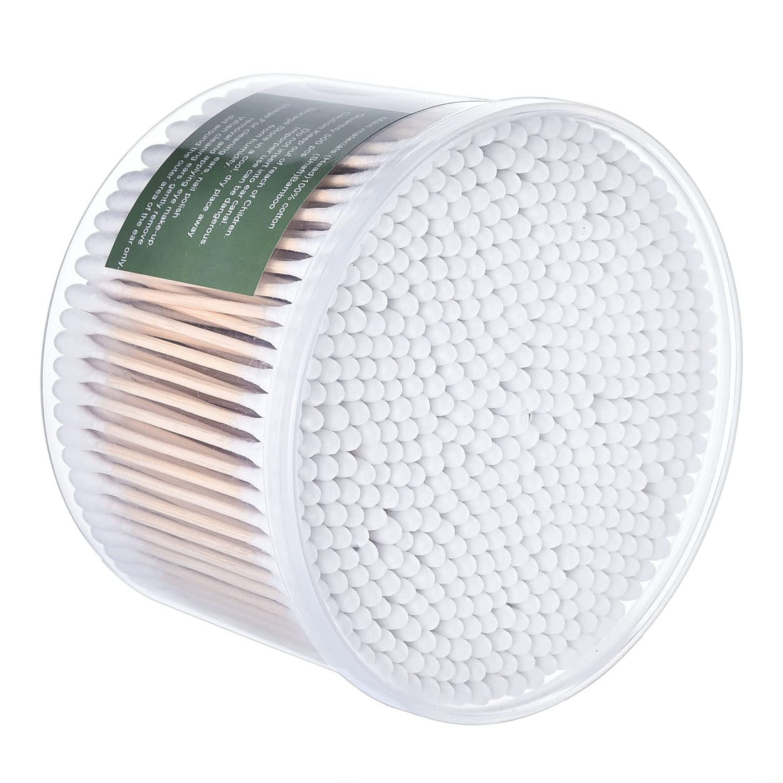 Moncom 500 Count Double Round Tips Cotton Swabs With Strong wooden Sticks, 3.0 inch, 1 box