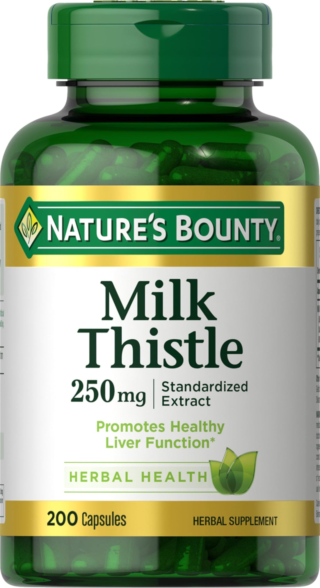 Nature's Bounty Milk Thistle Capsules, Traditionally Used for Liver Health, Herbal Supplement, 250 mg per Serving, 200 Count