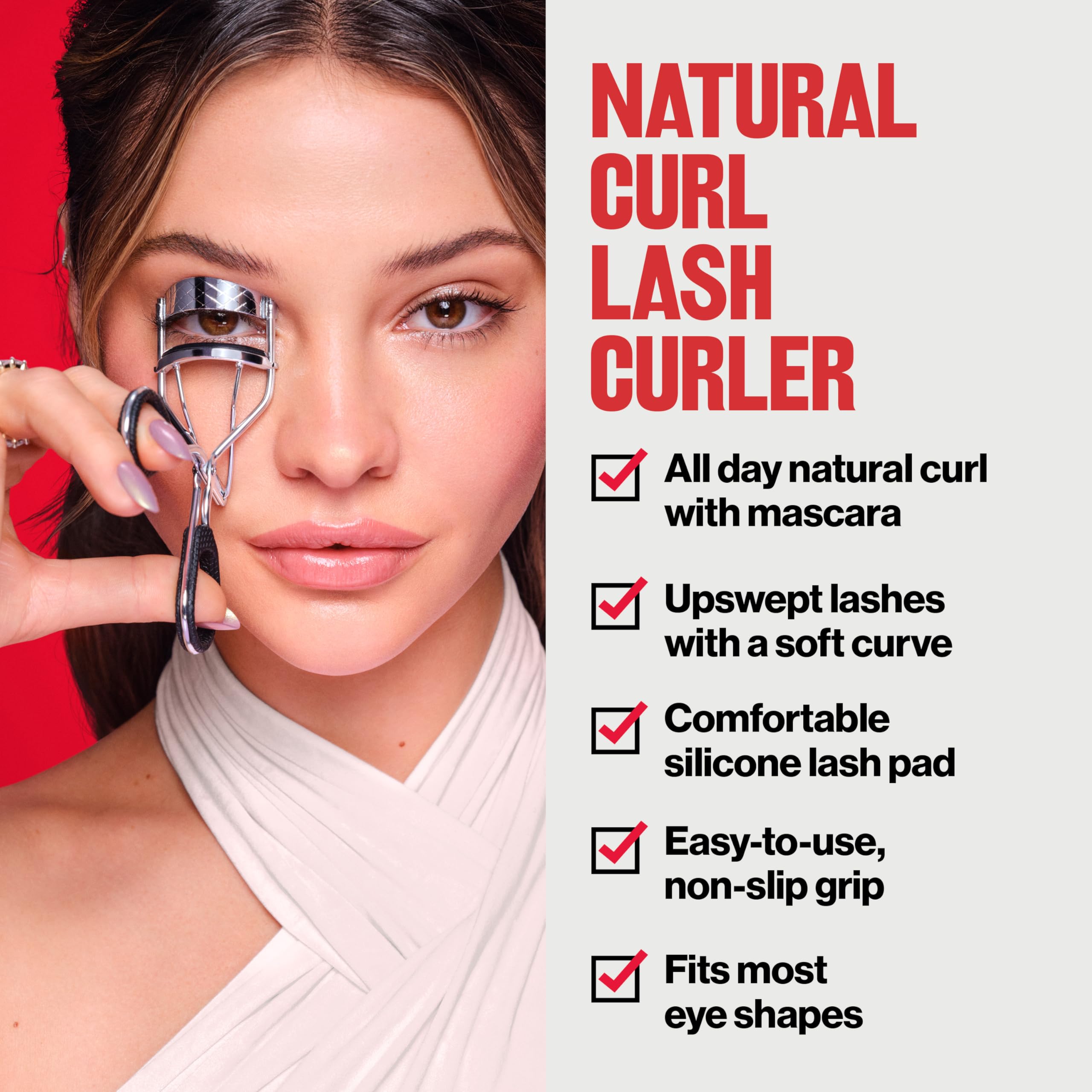 Revlon Natural Curl Lash Curler, Gives a Natural Eyelash Lift, with Finger Grips for a Non Slip Grip, Easy to Use, 1 Count