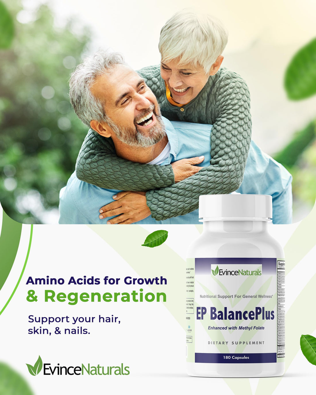 EP BalancePlus Multivitamin for Adults - Multivitamin for Men & Women with Vitamins and Minerals - Methyl Folate & Amino Acids for Nutritional Support - General Wellness Supplement, 180 Capsules