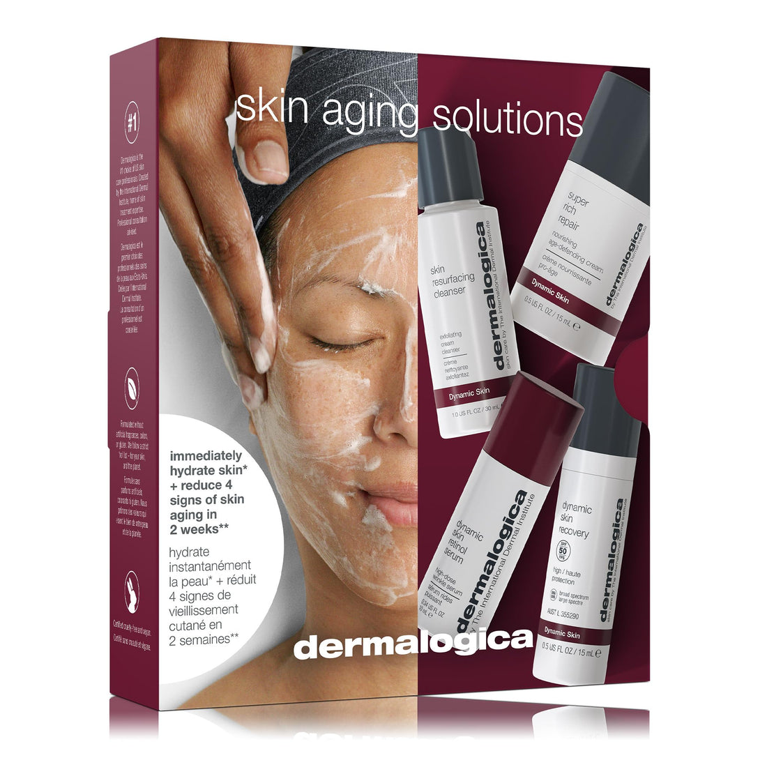 Dermalogica Skin Aging Solutions Kit, Anti Aging Skincare Set - Includes: Face Cleanser, Serum, Moisturizer with SPF, and Cream, Travel Size