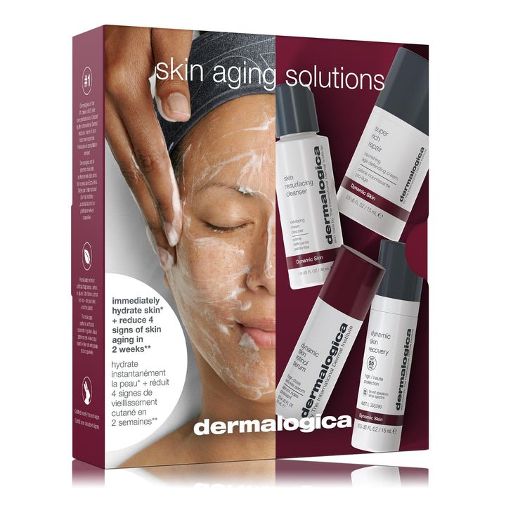 Dermalogica Skin Aging Solutions Kit, Anti Aging Skincare Set - Includes: Face Cleanser, Serum, Moisturizer with SPF, and Cream, Travel Size