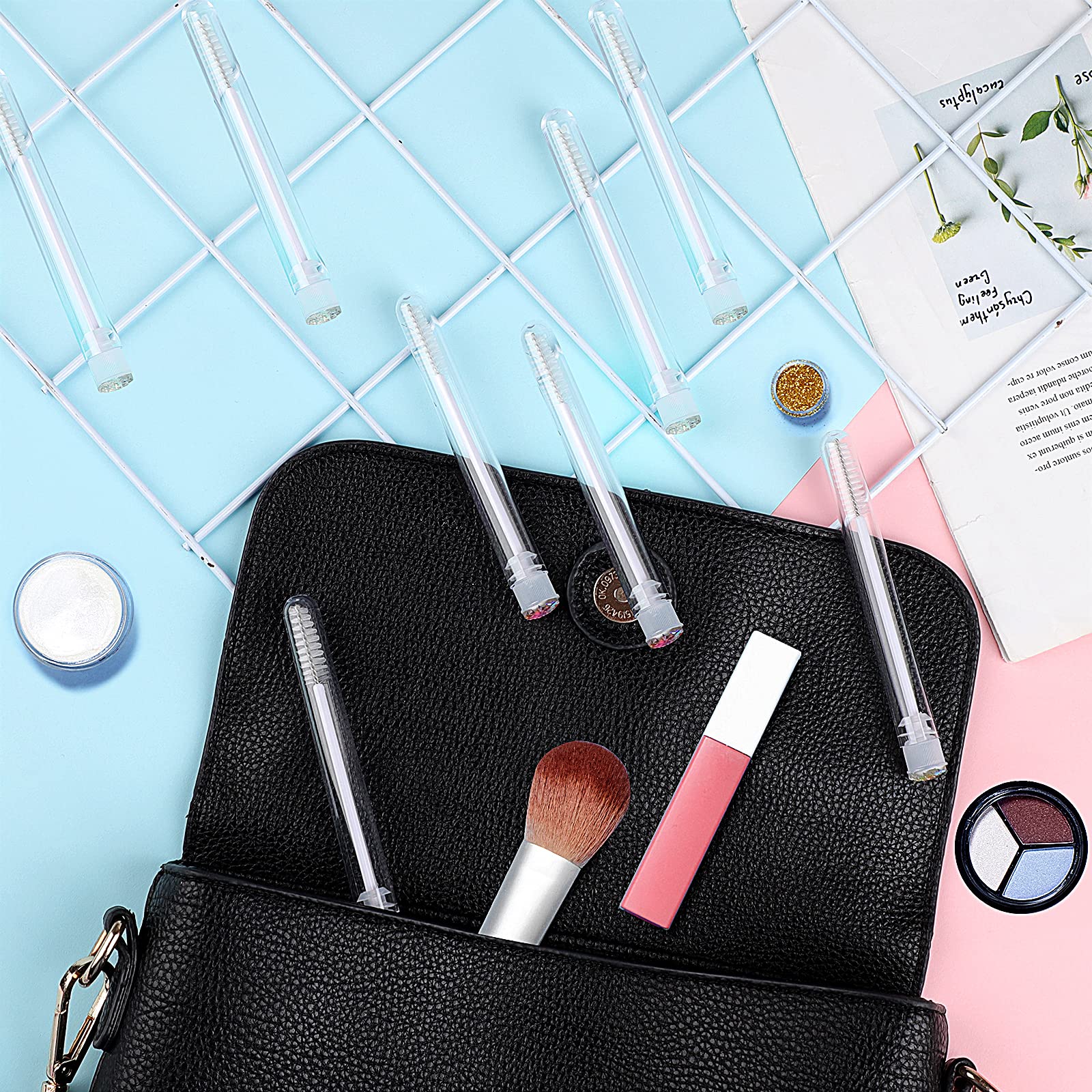 Dming 20pcs Eyelash brush Lash Wand Makeup tool Eyelash Extension supplies Cleaning brush Diamond Mascara scale white