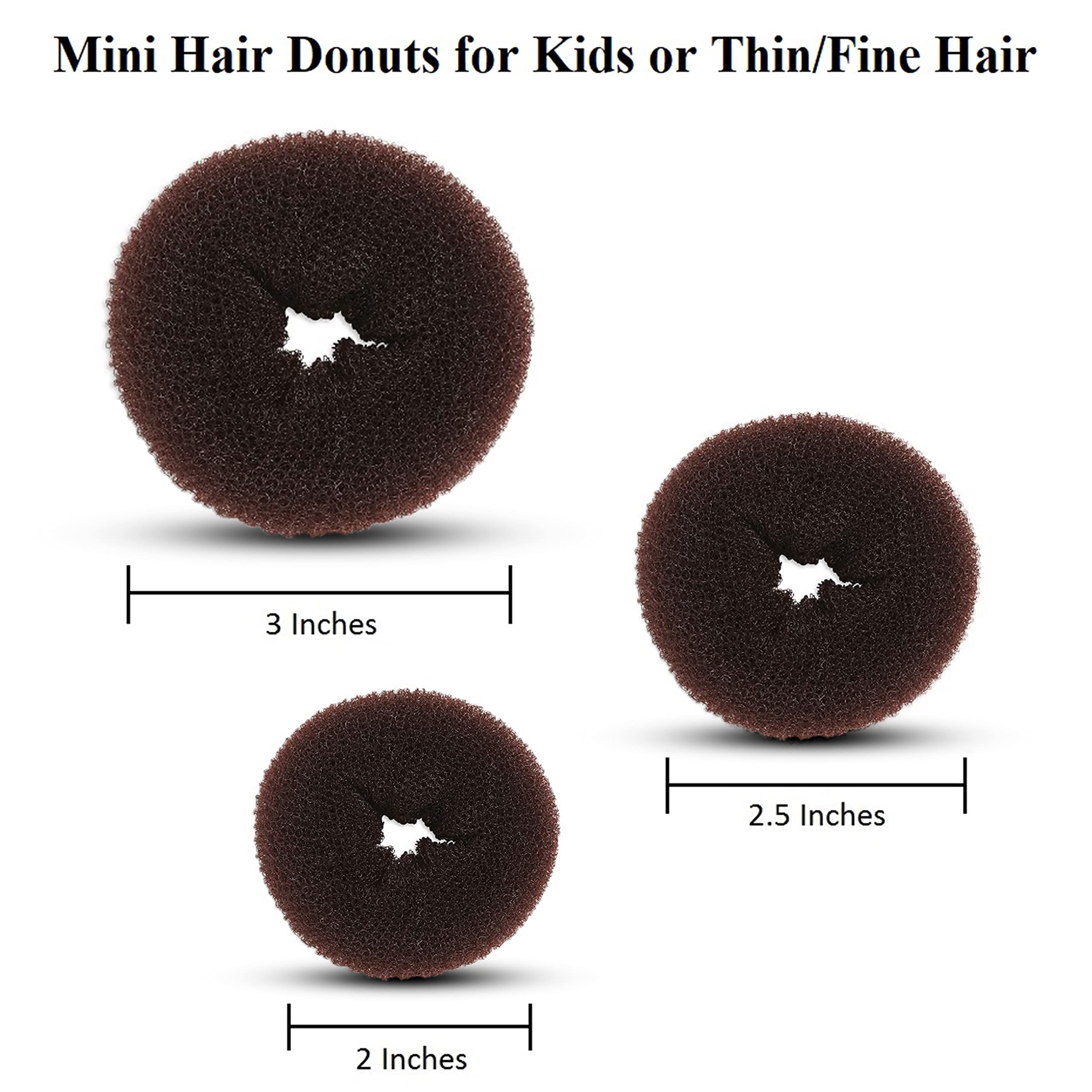 Beaute Galleria - Bundle 3 Pieces Mini Hair Donut Ring Style Bun Maker for Kids Brown Color