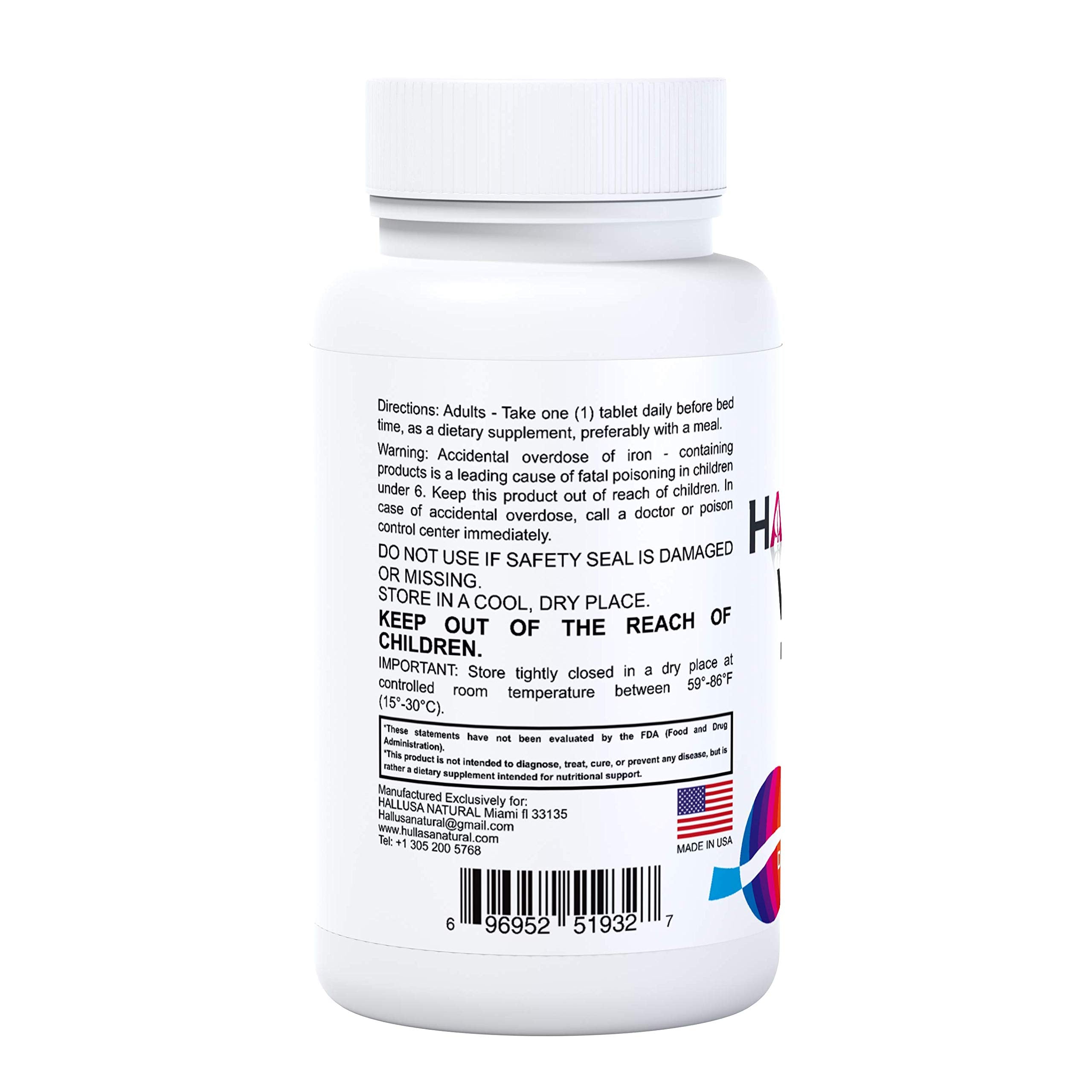 Hallusa Natural HALLMULTIVIT Women - Multivitamin for Women, Hair Skin and Nails Vitamins (Vitamin D, C, D3, B12, E & More), Biotin, Iron, Folate, Calcium, Magnesium & Zinc