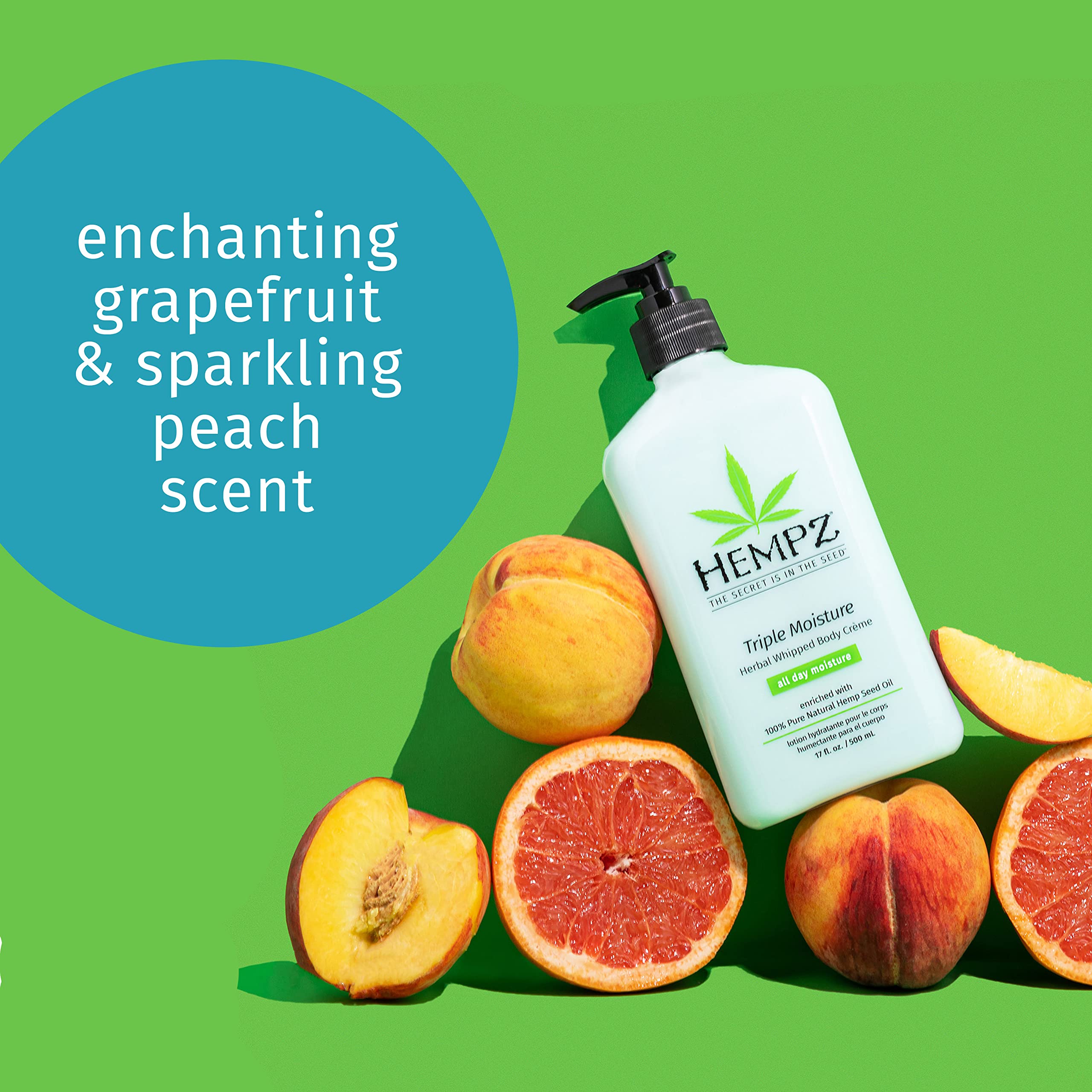 Hempz Triple Moisture Herbal Whipped Body Crème Lotion Moisturizer, 17 Fl Oz (Pack of 2)