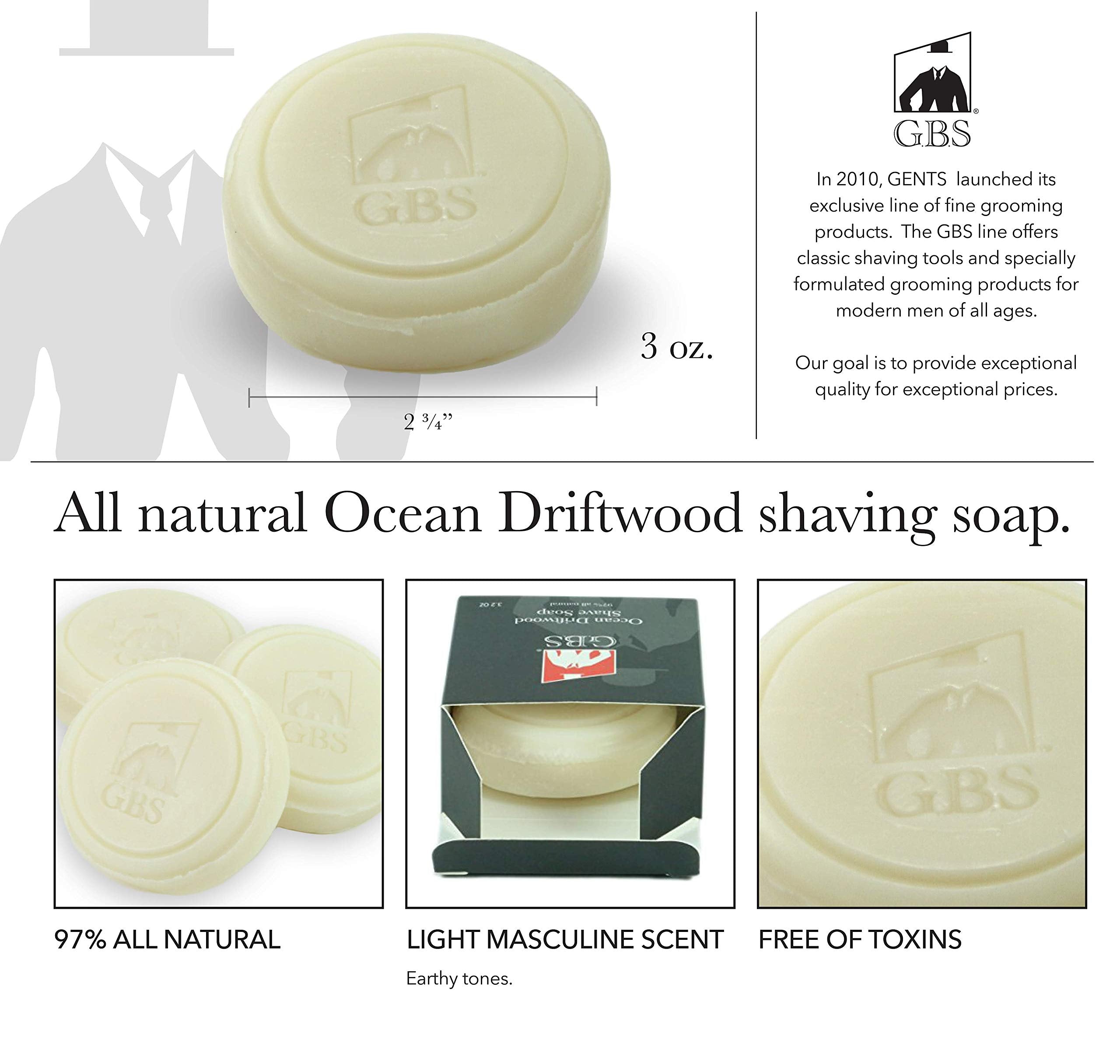 GBS Shaving Mug with Knob Handle and Ocean Driftwood Soap 3 0z (Ivory)
