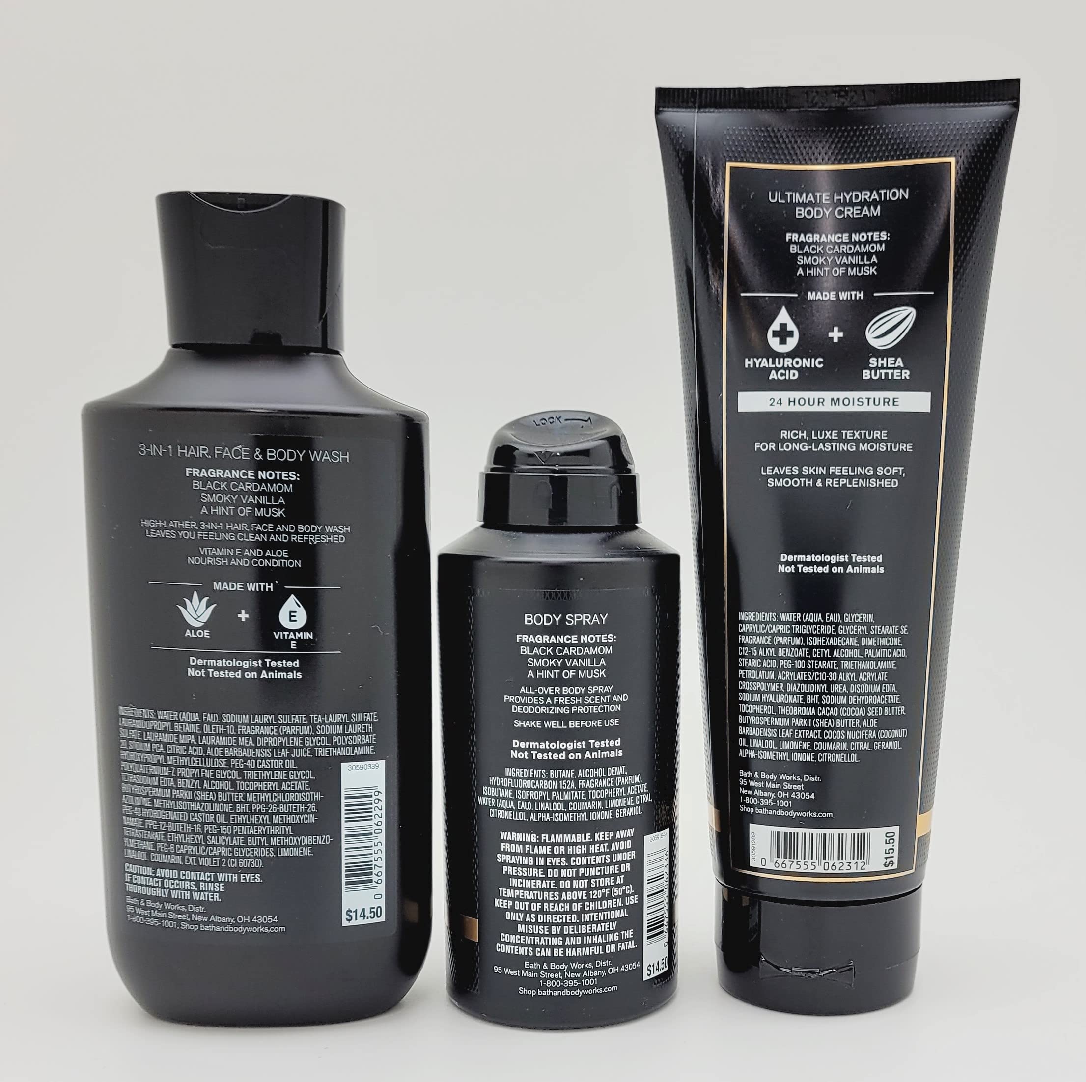 Bath & Body Works - Noir for Men 3-in-1 Hair, Face & Body Wash, Body Spray and Hydration Cream (2021)