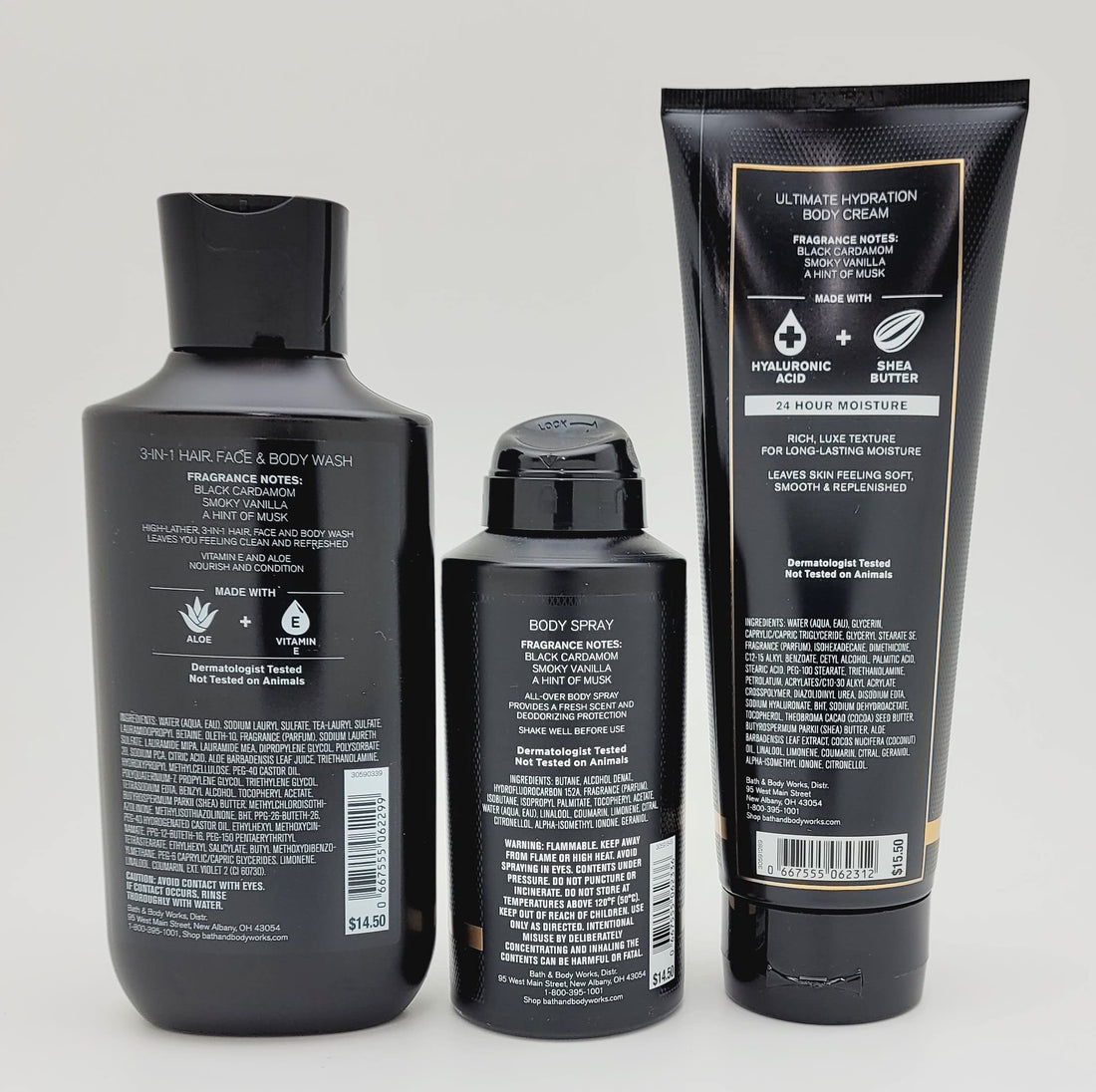 Bath & Body Works - Noir for Men 3-in-1 Hair, Face & Body Wash, Body Spray and Hydration Cream (2021)