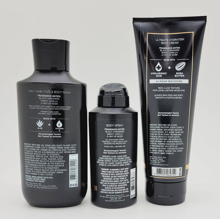 Bath & Body Works - Noir for Men 3-in-1 Hair, Face & Body Wash, Body Spray and Hydration Cream (2021)