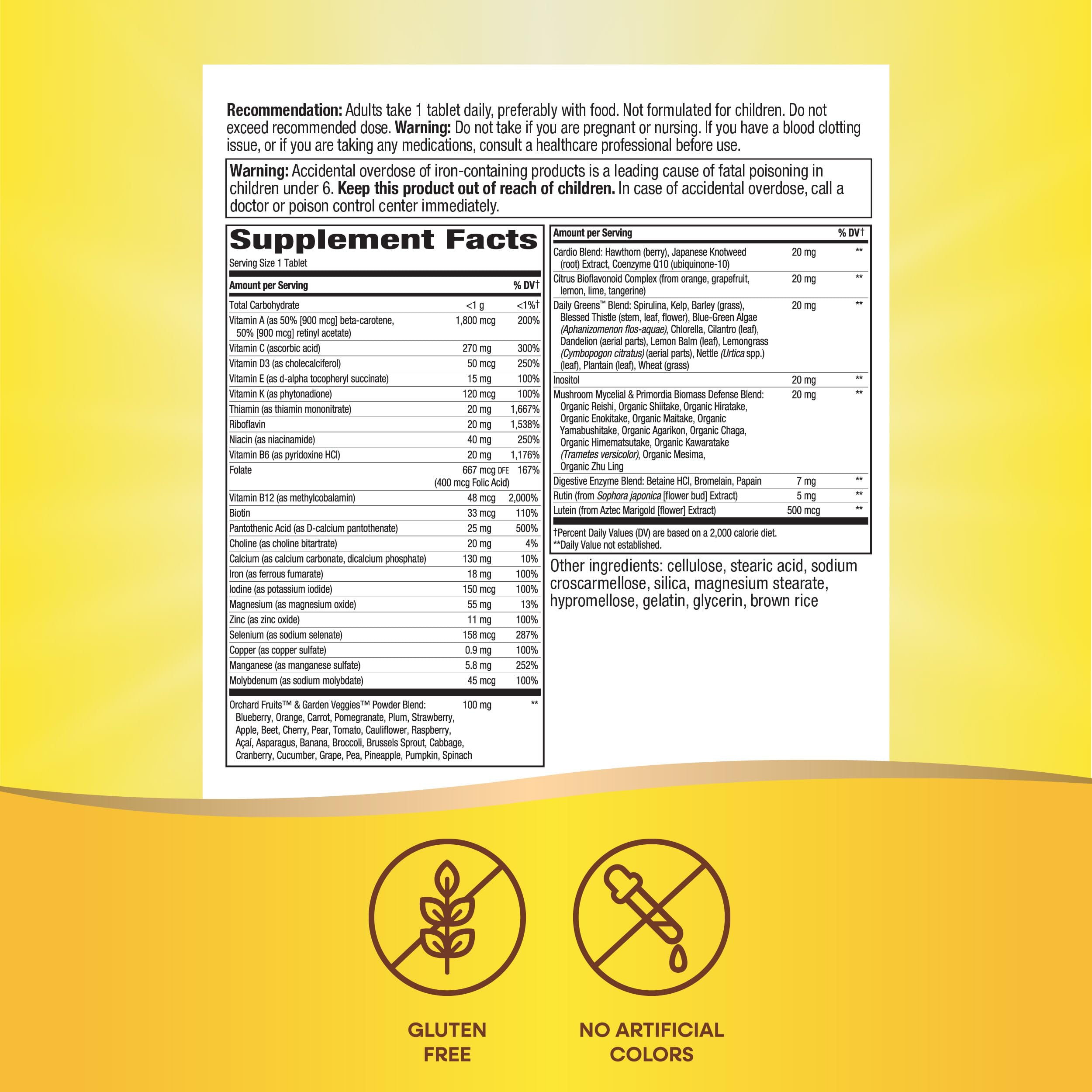 Nature's Way Alive! Adult Ultra Multivitamin, Promotes Energy Metabolism, Heart & Muscle Function*, with B-Vitamins Including Methylated B12, Gluten Free, 60 Tablets (Packaging May Vary)