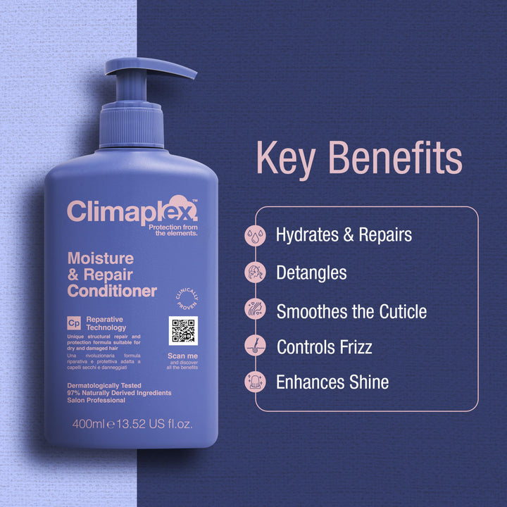 Climaplex Moisture and Repair Conditioner - Soothing, Purifying and Regenerating Properties - Contains Detangling Benefits - Adds Shine and Smooths Scalp - Suitable for All Hair Types - 13.52 oz