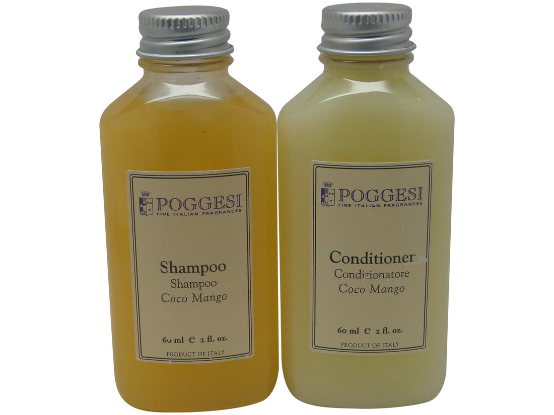 Poggesi Coco Mango Shampoo and Conditioner Lot of 12 (6 of each) 2oz Bottles