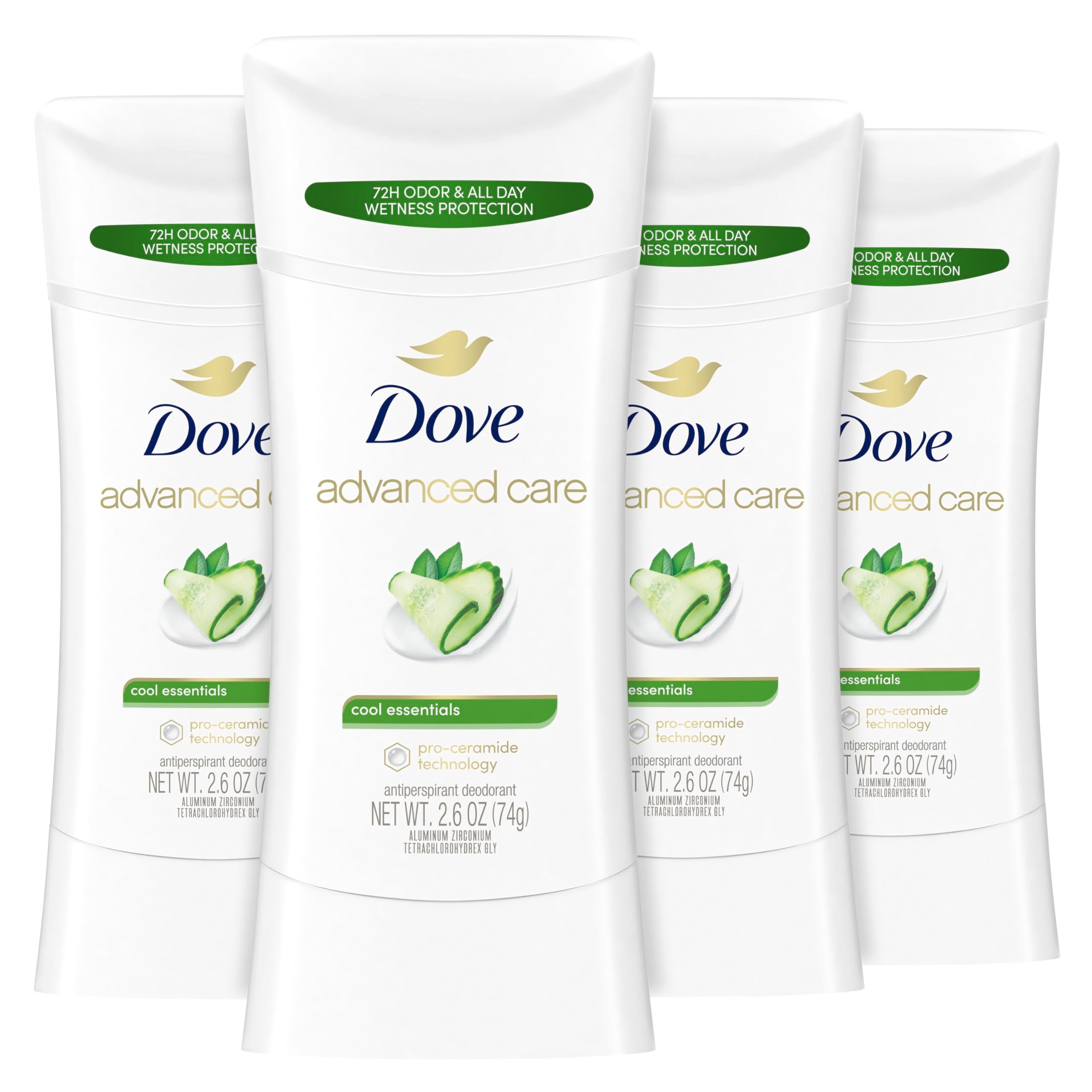 2.6 oz, 4 Count , Cool Essentials : Dove Advanced Care Antiperspirant, Cool Essentials 2.6 oz, 4 Count