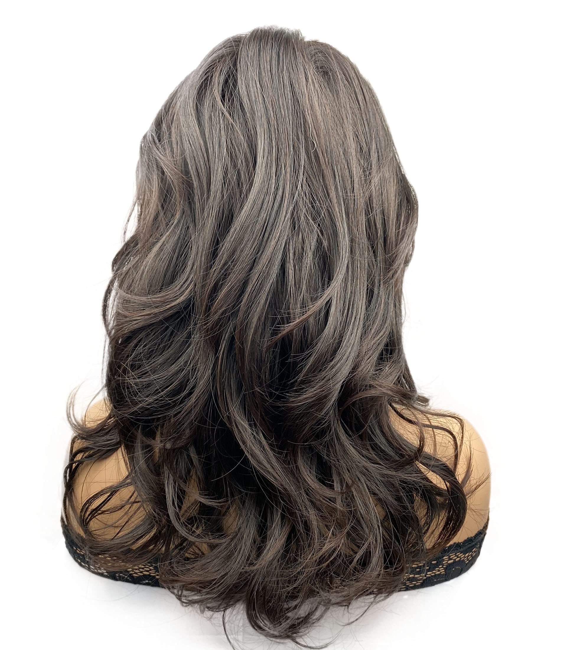 #2-33 Brown: Wiginway Fashion Medium Body Wavy Synthetic Wig for Women Air Bangs Natural Looking Paula Young Wigs 14 Inch