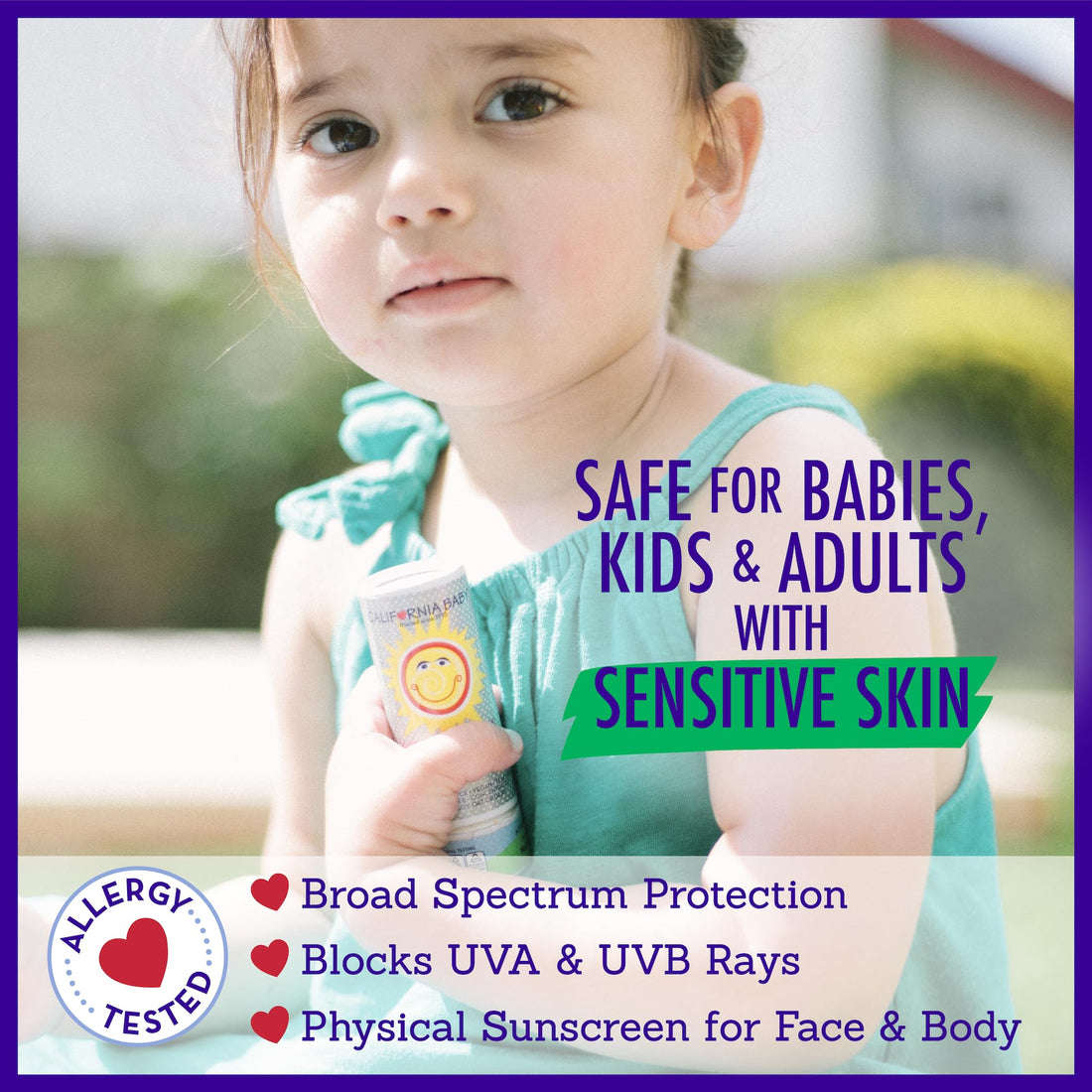 California Baby Super Sensitive SPF 30+ Sunscreen Stick | Broad Spectrum | Unscented Hypoallergenic Mineral Sunscreen | Titanium Dioxide | 14g / 0.5oz