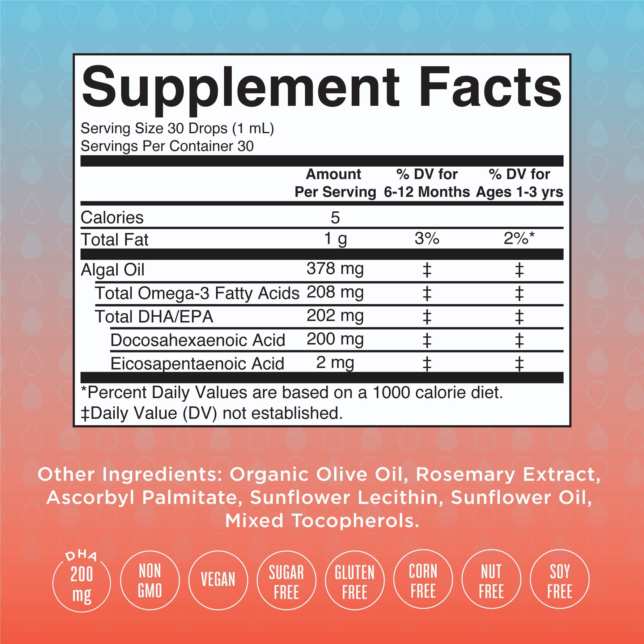 MaryRuth Organics Infant and Toddler Omega-3 Liquid Drops by | 200mg DHA and 2mg EPA Per Serving | Overall Wellness and Healthy Development | Unflavored | 1 Fl Oz