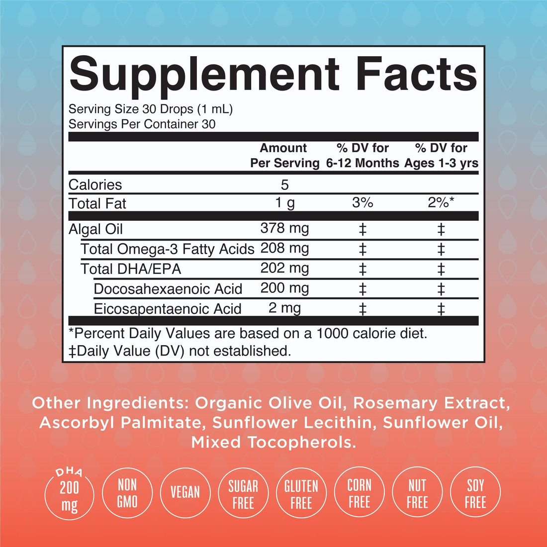 MaryRuth Organics Infant and Toddler Omega-3 Liquid Drops by | 200mg DHA and 2mg EPA Per Serving | Overall Wellness and Healthy Development | Unflavored | 1 Fl Oz