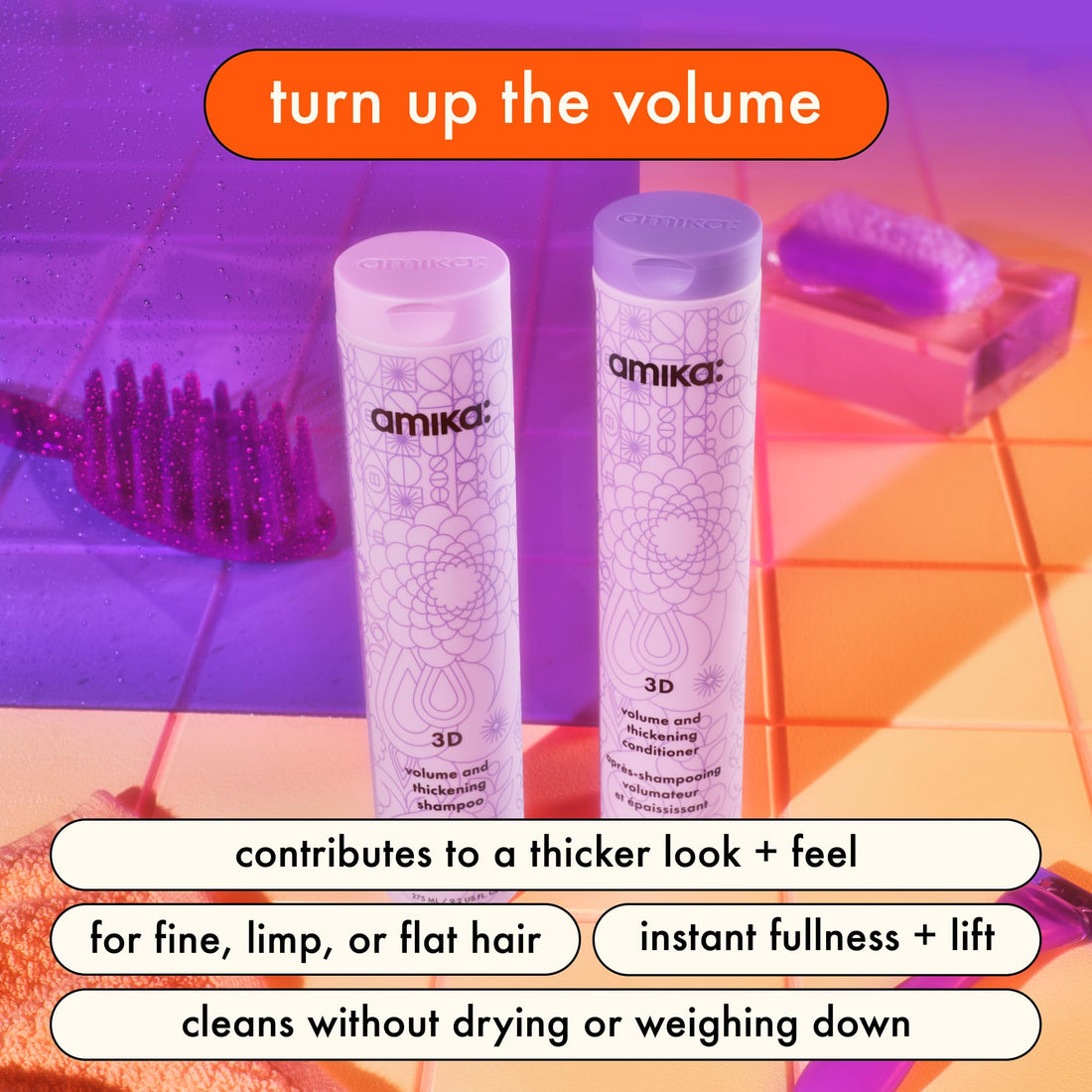 amika 3D volume & thickening conditioner, 1000ml