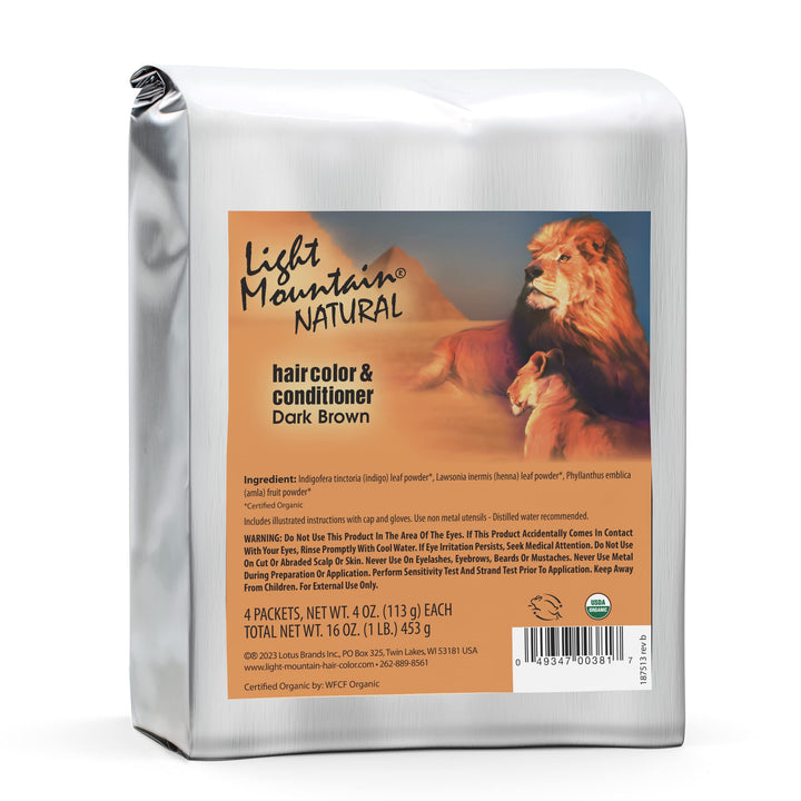 Light Mountain Natural Bulk Hair Color and Conditioner, Dark Brown, 16 Ounce