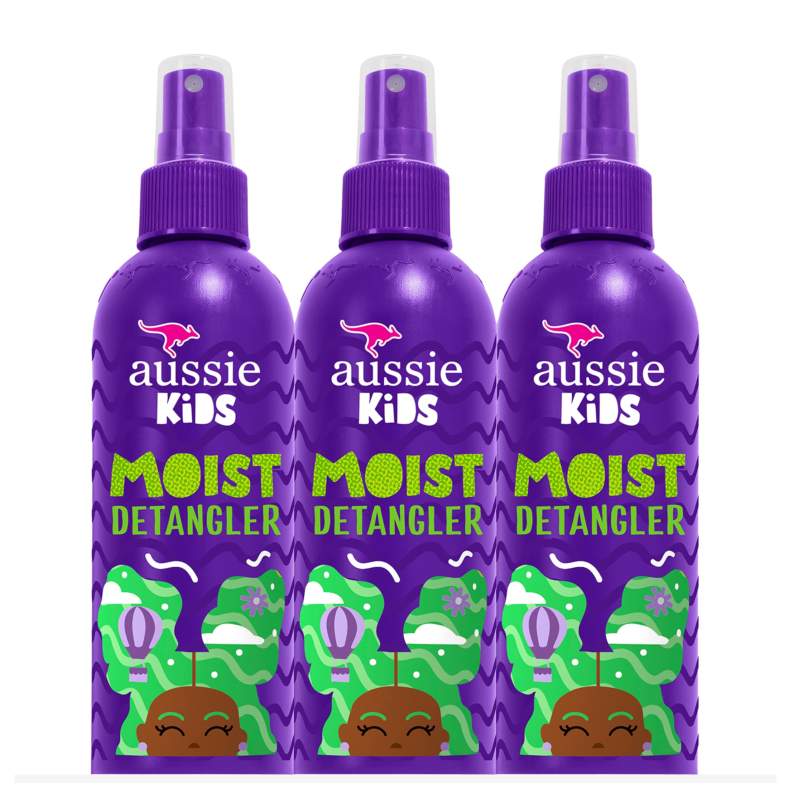 Aussie Kids Moist Detangler for Kids, Sulfate Free and Paraben Free, 8 fl oz, Triple Pack