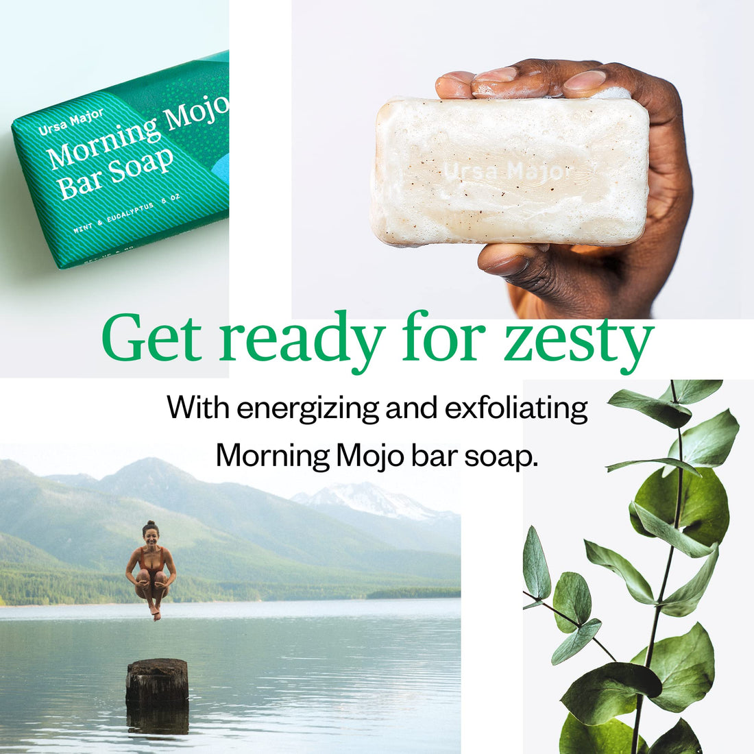 Ursa Major Morning Mojo Bar Soap - Natural Energizing and Exfoliating Bar Soap with Peppermint