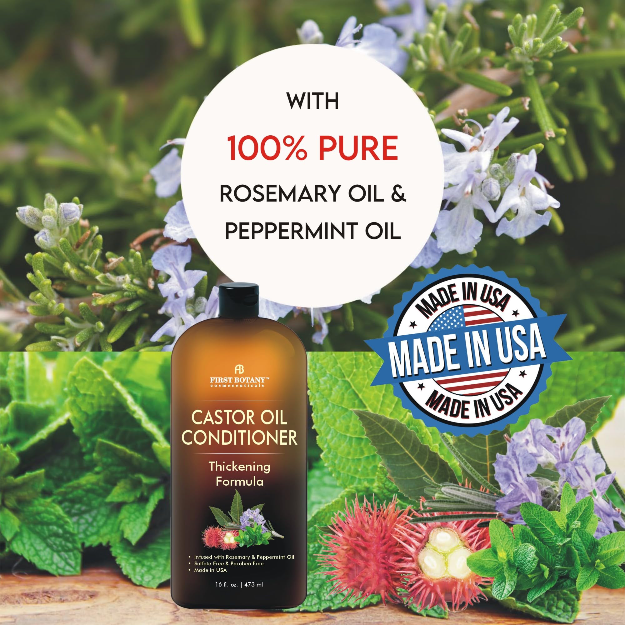 Castor Oil Conditioner - An Anti Hair Loss Conditioner Thickening formula For Hair Regrowth, Anti Thinning Sulfate Free For Men & Women Anti Dandruff Treatment 16 fl oz