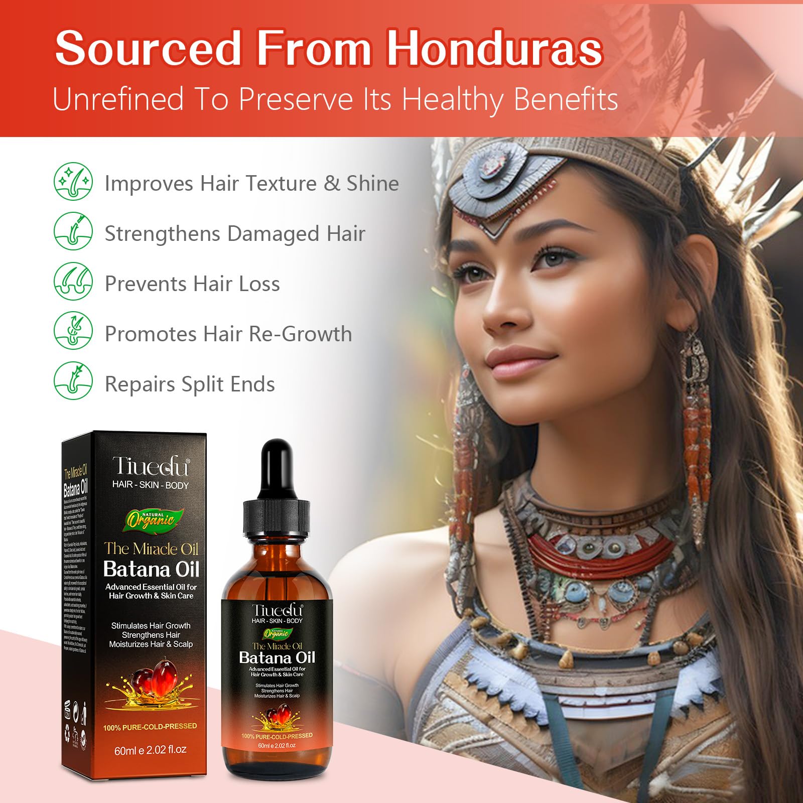 Batana Oil for Hair Growth, Eyelashes & Eyebrows,100% Pure & Natural Organic Batana Oil for Hair Loss, Repair, Moisturizing Massage Oil for Aromatherapy,Carrier Oil, Hair Oil, Body Oil